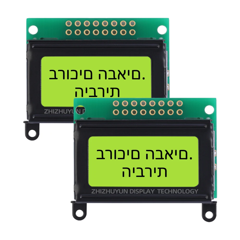 0802C Hebrew Character LCD Screen Ice Blue Character Display Screen 40 * 30MM With Backlight Built-In ST7066U Controller