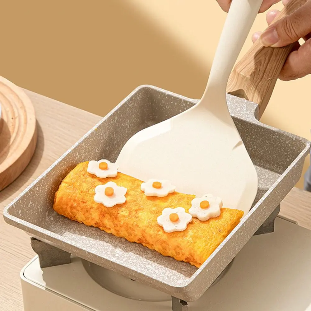 Japanese Style Silicone Pancakes Shovel Non Stick Soft Wide Spatula Turners with Short Handle BPA Free Tamagoyaki Spatula Pizza