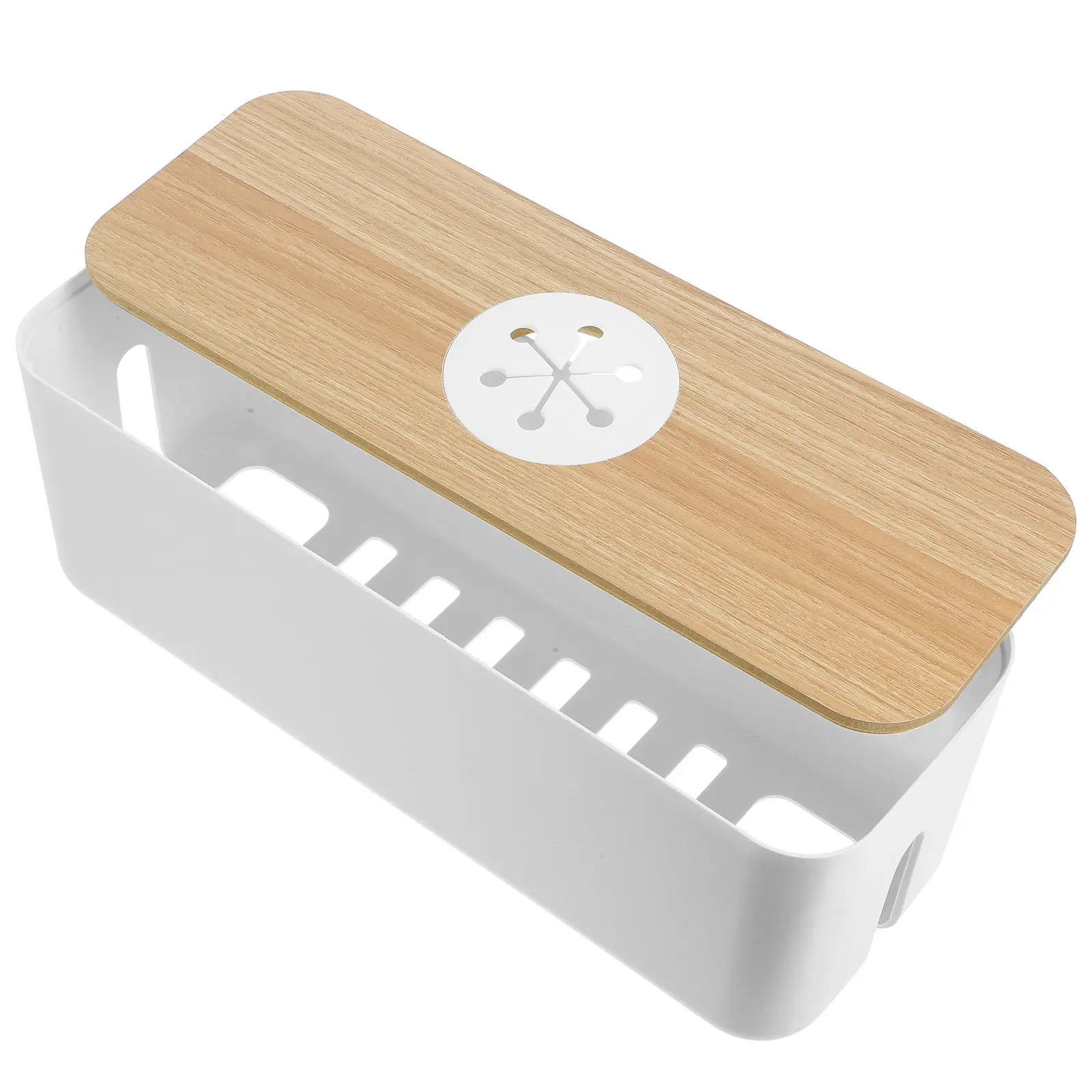 

Desk Cable Organizer Strip Cover Box Round Hole Wire Management Hub for Home Office Hotel Cord Organizer Storage