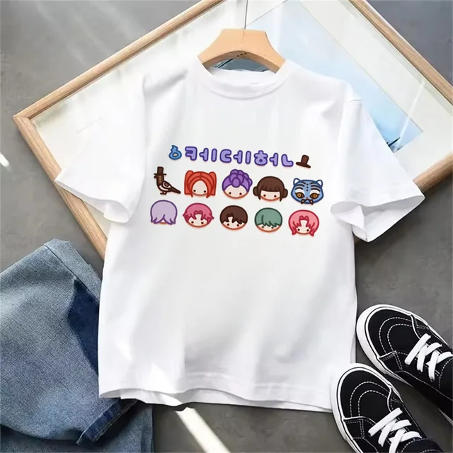 T-shirt Kpop Unisexe Enfant/ado - Manches Courtes, Col Rond, Motif D-Demon H-Hunters - En Coton Doux, Entretien Facile