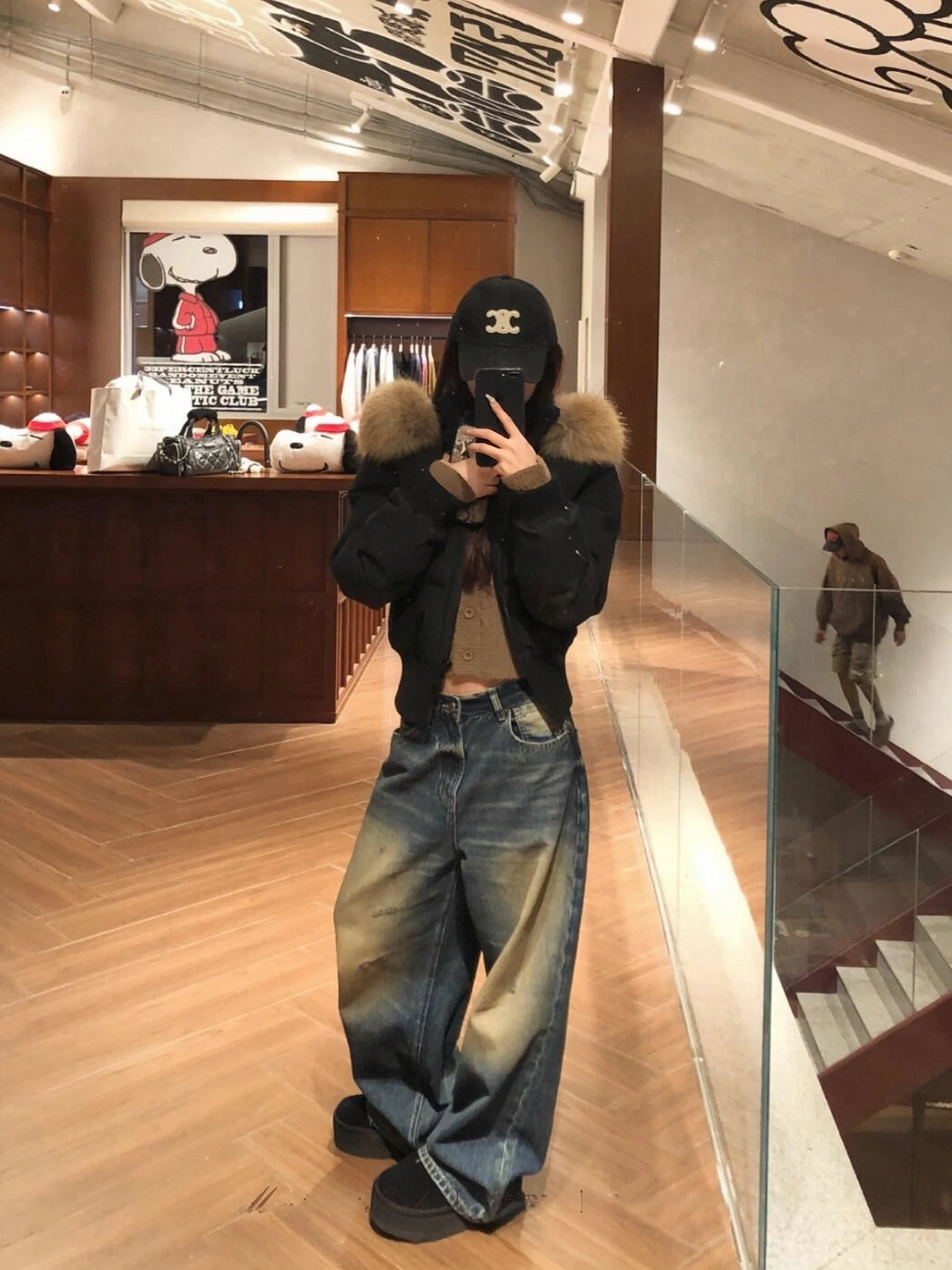 

Женская короткая пуховая куртка MOXI90 с капюшоном, теплая, на хлопковом наполнителе, в корейском стиле, зимняя верхняя одежда с меховым воротником