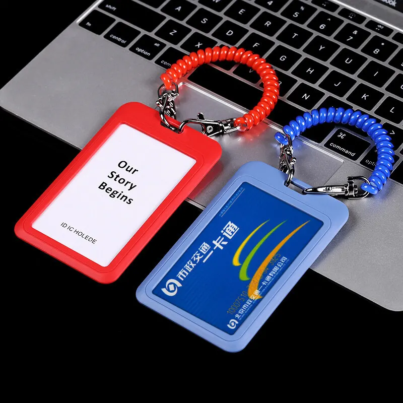 Anti Loss Bus Access Card with Retractable Elastic Rope Spring Rope  ID Card Sleeve  Student Card Sleeve  Pull and Hang Rope