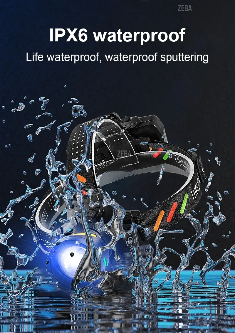 970000000LM Ultra Powerful LED Headlamp Super Bright Rechargeable Led Headlight Long Range 5800m Fishing Hunting Head Lantern
