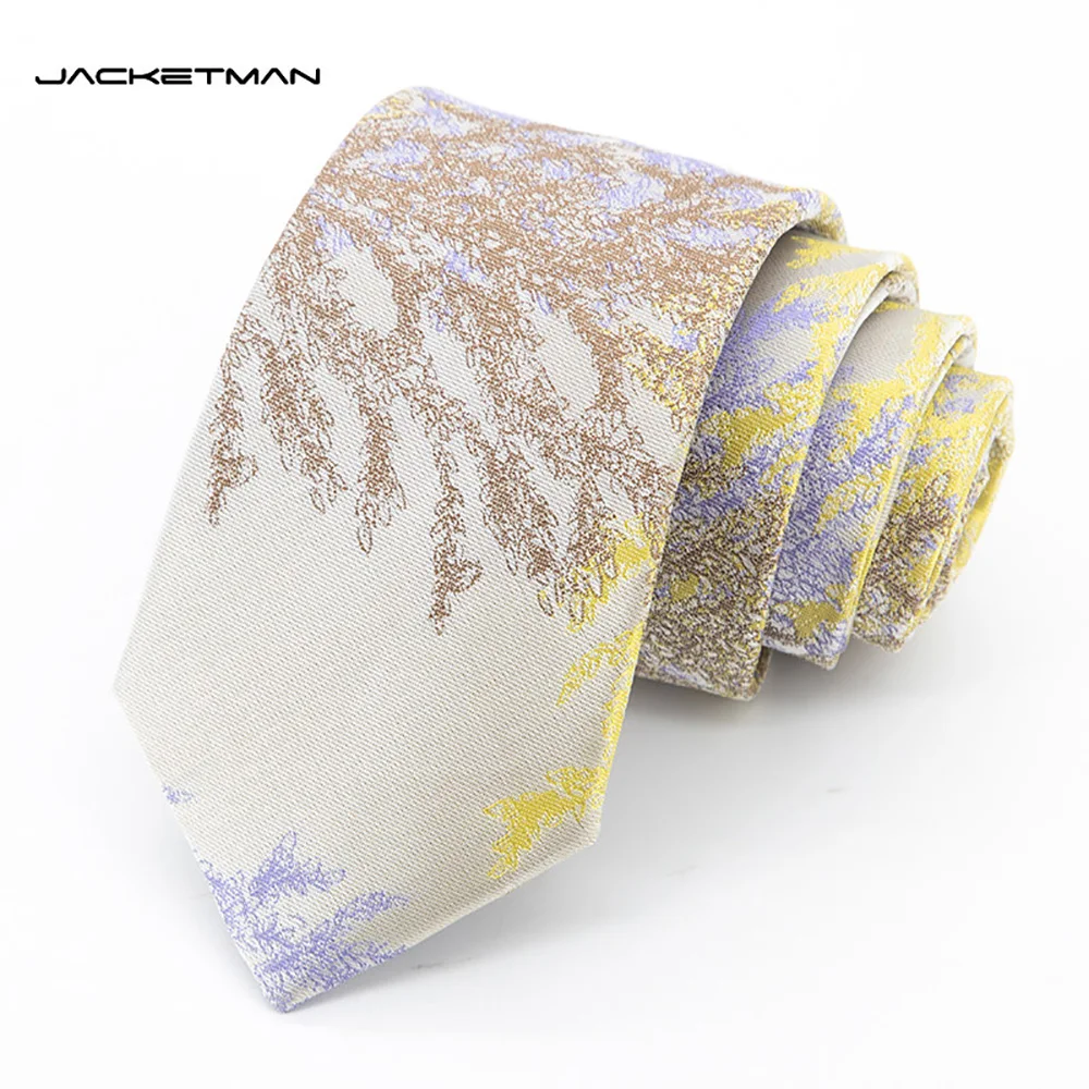 high-quality-necktie-apricot-color-fashionable-large-leaf-pattern-men's-business-dress-shirt-accessories-7cm-narrow-version-tie