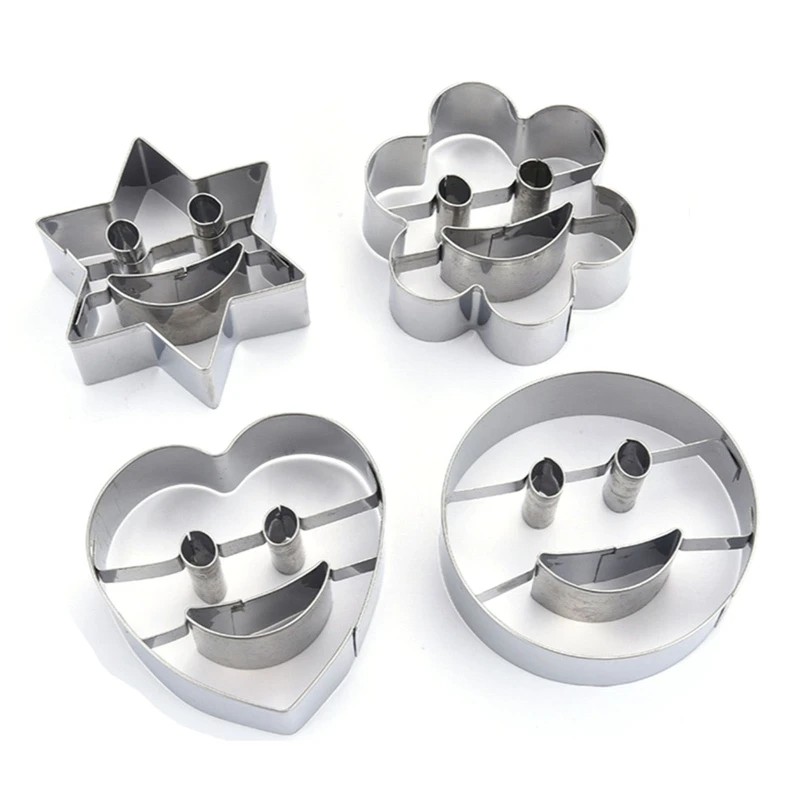 Stainless Steel Biscuit Cookie Cutter 3D Cake Decoration Baking Supplies Cake Plunger Cutter Funny Easter Smiley Gift M68E