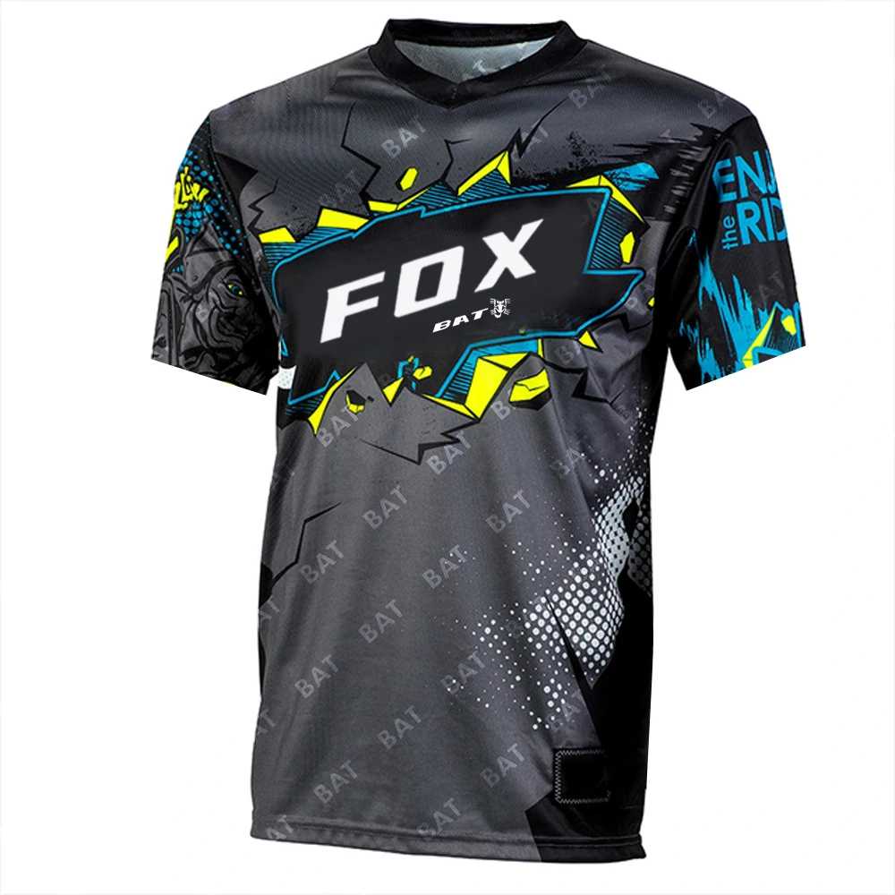 BAT FOX-Mountain Bike Camisetas para Homens, Downhill Jerseys, MTB Jersey, Offroad, DH Motocicleta Jersey, Motocross Sportwear, Vestuário