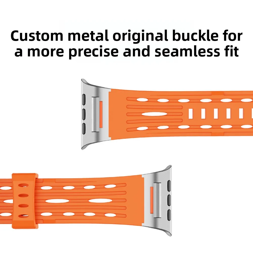 New functional wind Apple iwatch s11 strap AppleWatchUltra sports liquid silicone metal interface waterproof and breathable