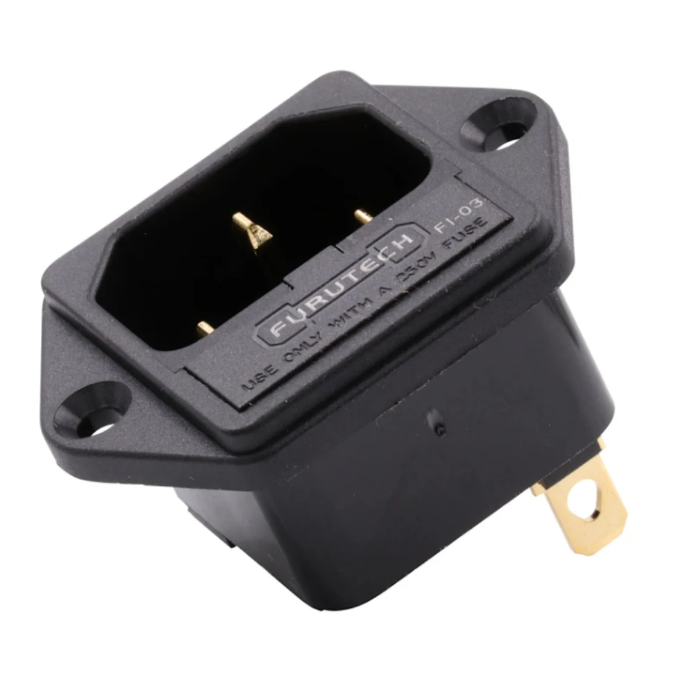 FURUTECH FI-03 Gniazdo zasilania AC IEC320-1 C14 Męskie z uchwytem na bezpiecznik, pozłacane rodem, 10A 250V, oryginalne, nowe, 1 sztuka — zdjęcie produktu 5