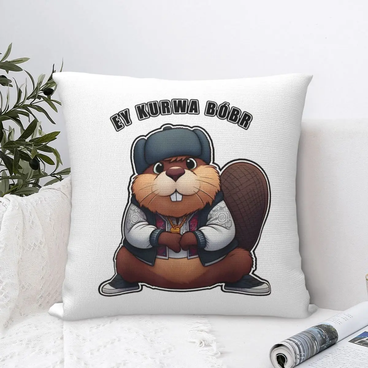 Bober Bobr Kurwa Pillowcase Polyester Cushion Cover Gift Pillow Case Cover Bedroom Zippered 40X40cm