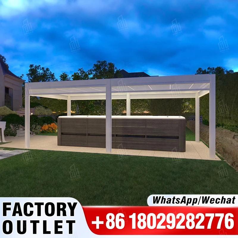 

Motorized Modern Outdoor Garden Bioclimatic Arches Pergola with Glass Sliding Door