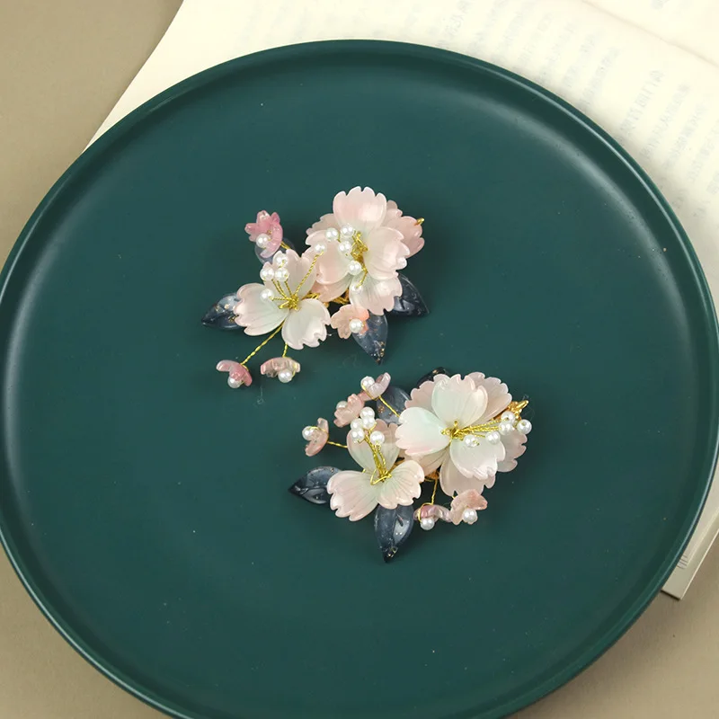 Y2k Fresh Hanfu Pair Clip Xianmei Antique Hairpin Girl's Side Flower Edge Clip Cheongsam Accessories Tang Style Small Generation