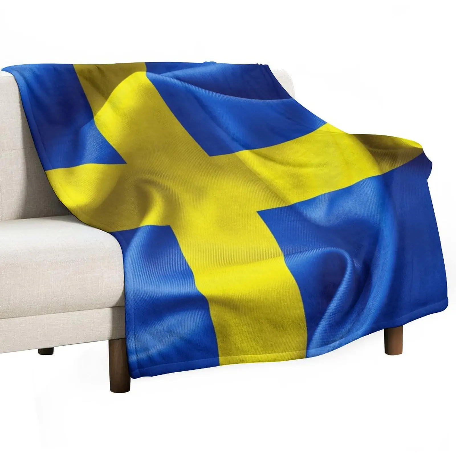 Sweden Flag Throw Blanket Warm Shaggy Hair Blankets