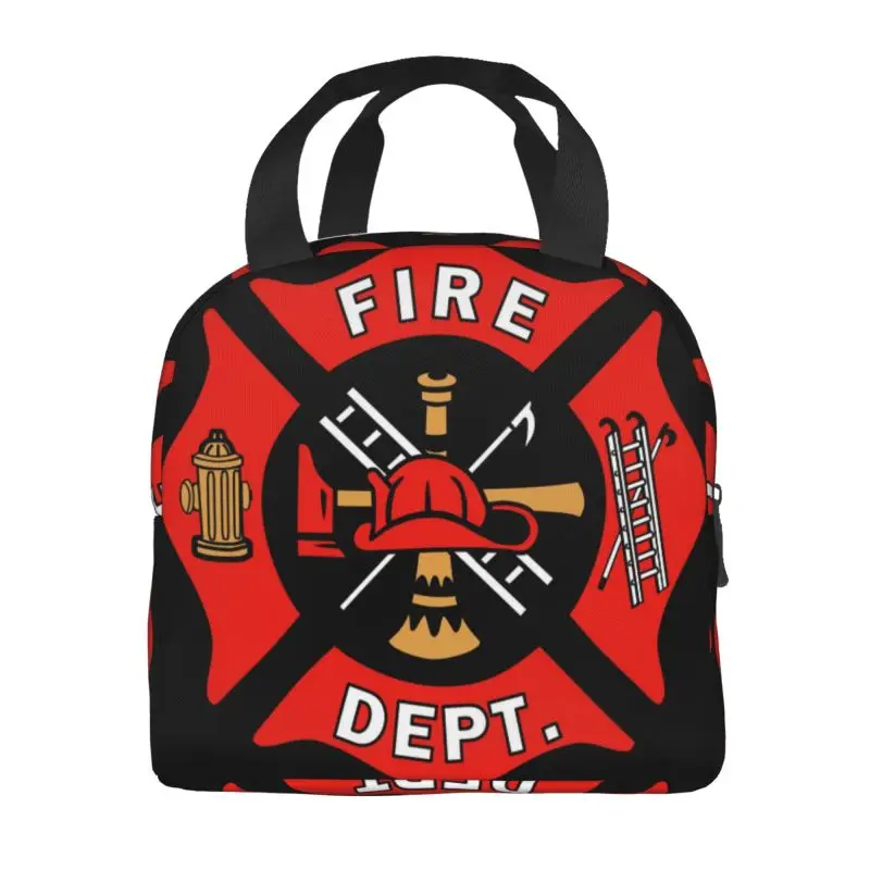 Fireman Fire Rescue Insulated Lunch Bags for Women Firefighter Resuable Thermal Cooler Bento Box Outdoor Camping Travel