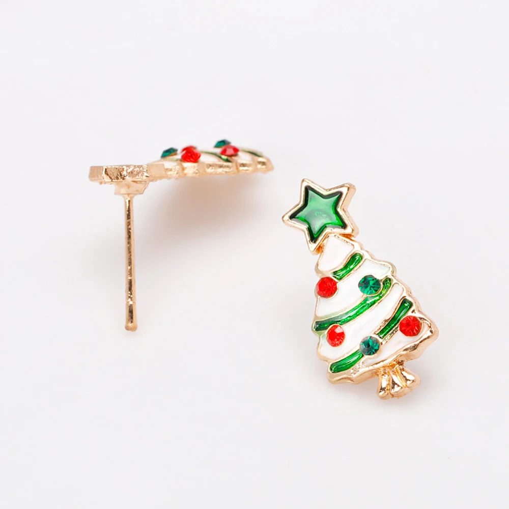 Girls' Stud Earrings Christams Tree Style Fade Resistant Alloy Hypo-allergenic Jewelry for Friend Family Neighbors Gift