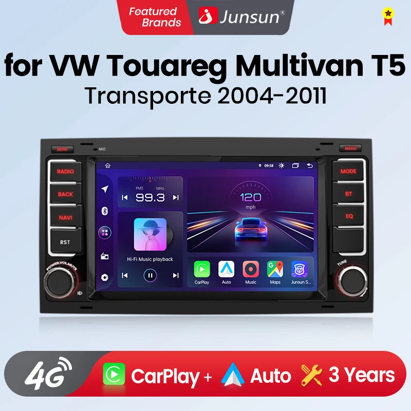 Junsun 7'' 9'' CarPlay Android Auto Car Radio For VW Touareg Multivan T5 Transporter 2004-2009 GPS Intelligent Multimedia