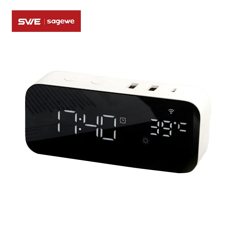 Graffiti Smart Socket Alarm Clock USB Desktop Fast Charge Home Dormitory Office with USB Fast Charge Plug-in Board Bipod