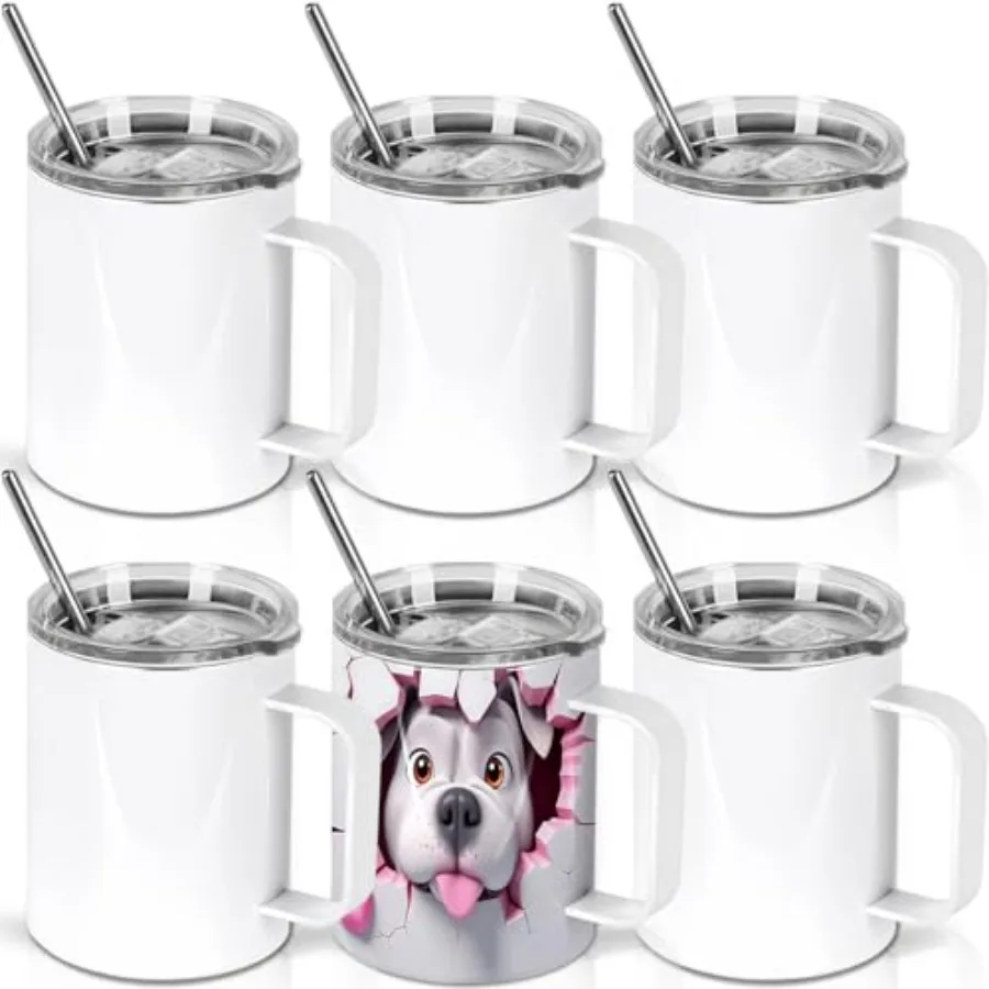 

12 Oz Sublimation Coffee Mug Blanks With Handle Pack Stainless Steel Sublimation Coffee Tumbler Individually Boxed White