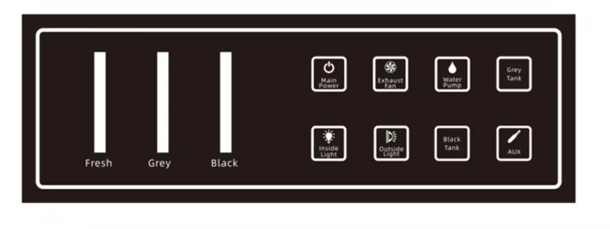 8 Gang 3-Way RV Switch Control Panel Blue LED Waterproof Touch Switch Panel with Water Level Display