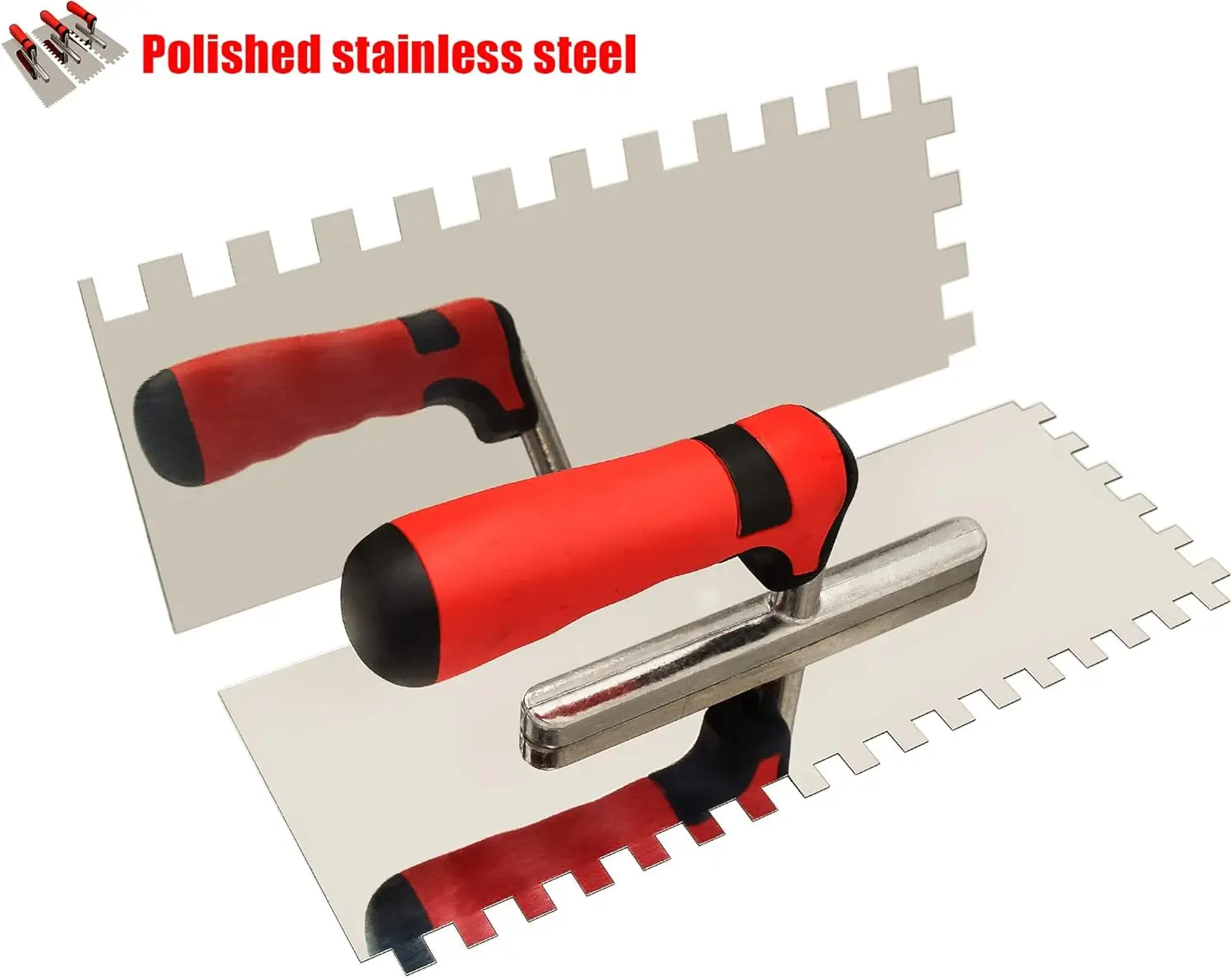 Outils de carrelage, truelle crantée carrée en acier inoxydable, Kit manuel de maçonnerie pour Installation de carrelage mural et sol, 1 pièces