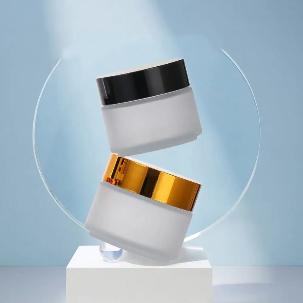

5-50g Frosted Glass Cream Jar Silver/Gold/Black/White Liquid Foundations Face Cream Bottles Lip Balm Eye Shadow Makeup Jar