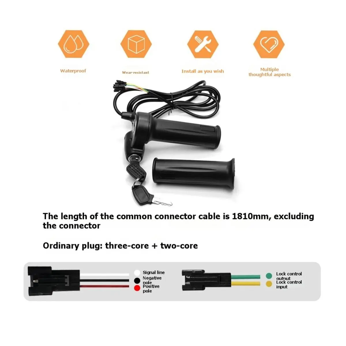 (X07A) Empuñadura de acelerador 81X con bloqueo sensible para patinete eléctrico, piezas de conversión para patinete eléctrico con batería de litio