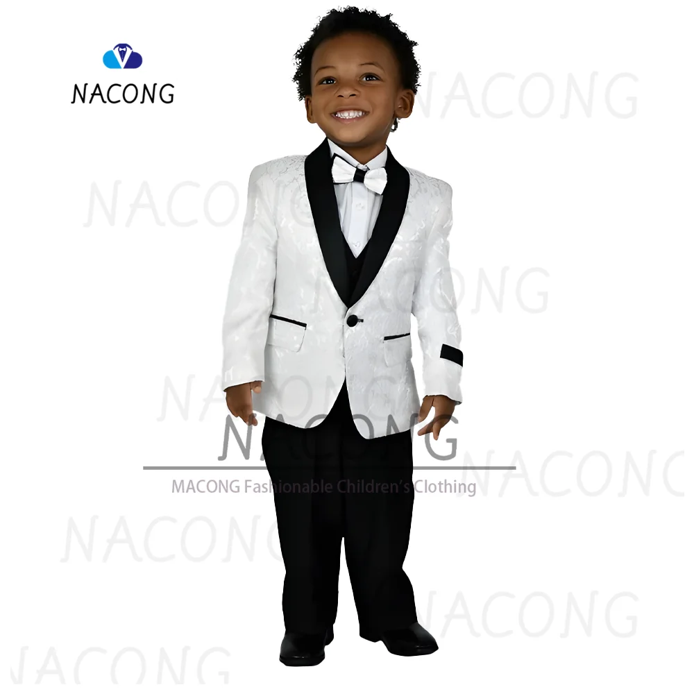 Boys Suits 2-16 Years Old Wedding Celebration Tuxedo Classic Jacquard Design