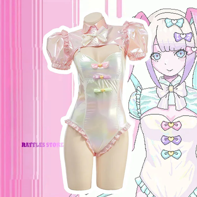 

Игра NEEDY GIRL OVERDOSE KAngel, боди для косплея, аниме, лазерный купальник, костюмы Doujin, розовые милые наряды для ролевых игр, костюм на Хэллоуин