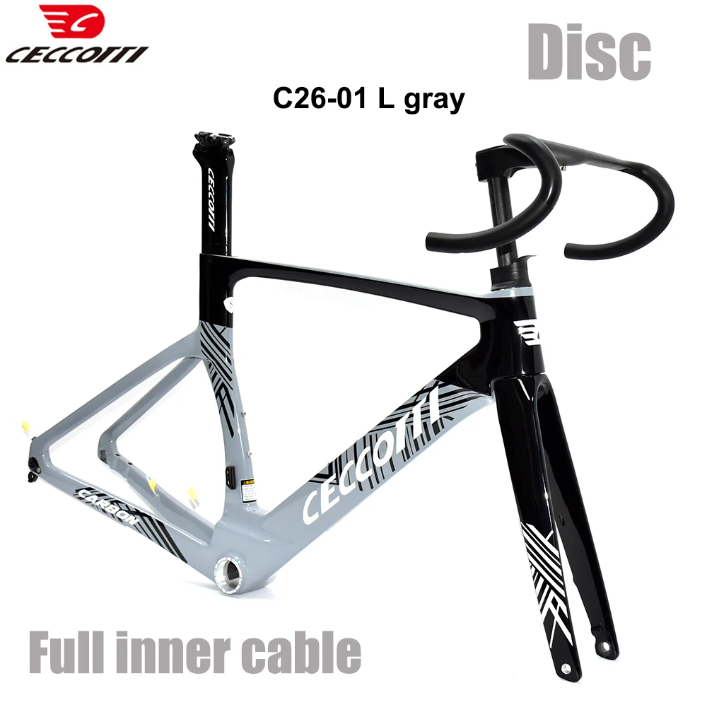 CECCOTTI-Internal Wiring Carbon Frame with Inner Hidden Cable Handlebar, Aero Disc Brake, Bicycle Frameset