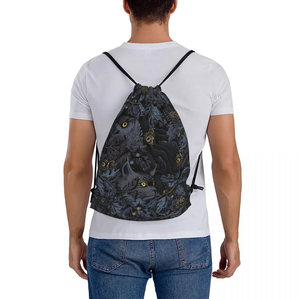 Sacos de cordão portáteis, bolso do pacote, bolsa de esportes, bolsa para homem e mulher, mochilas de moda, encaixe (luar azul)