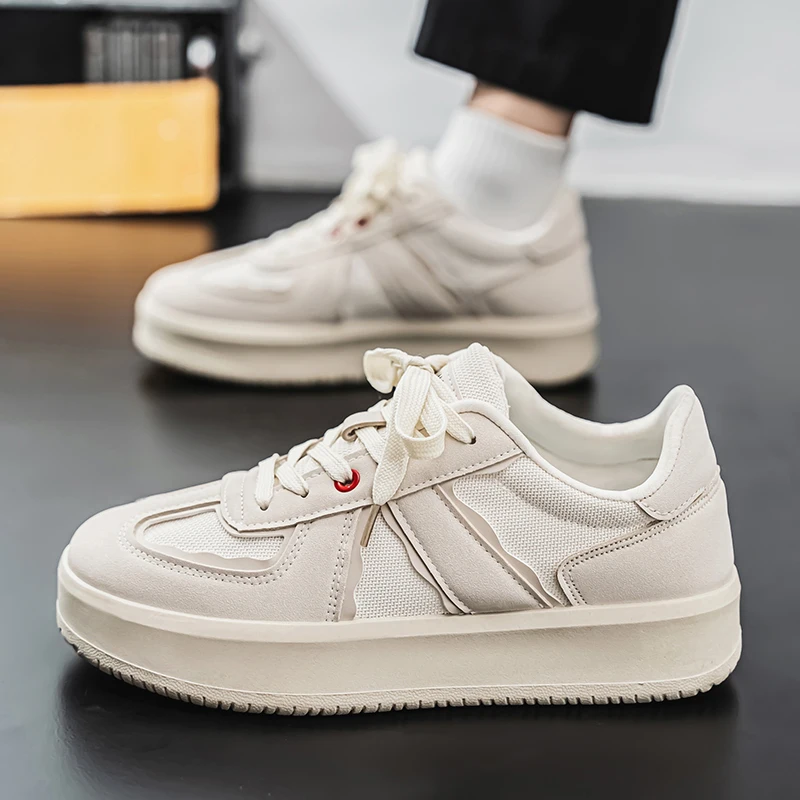 

Male Classic Low Top White Sneakers Lightweight Soft Insole Daily Street Matching Leisure Student Shoes