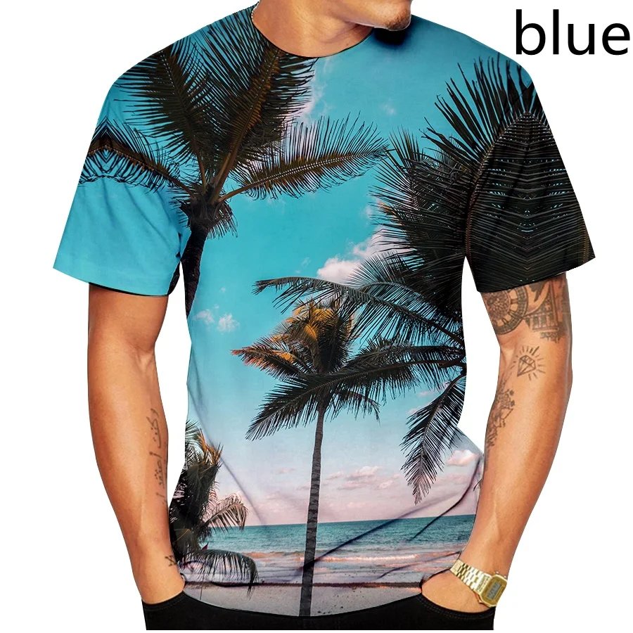 

Unisex 3D Coconut Tree Printed T Shirts Womens for Mens T-shirt Hip Hop Style Fashion Streetwear Round Neck Clothing