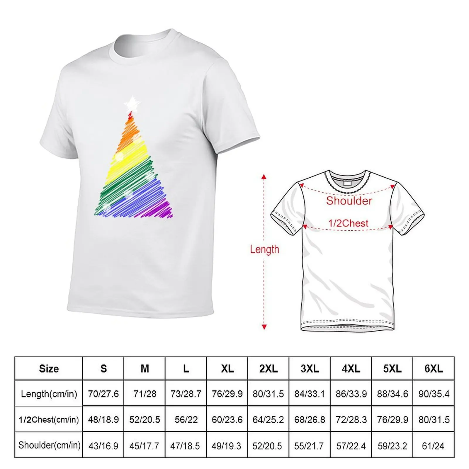 Scribbled LGBT rainbow Christmas tree T-Shirt printed t shirts for man t shirts for man graphic tees T-Shirt