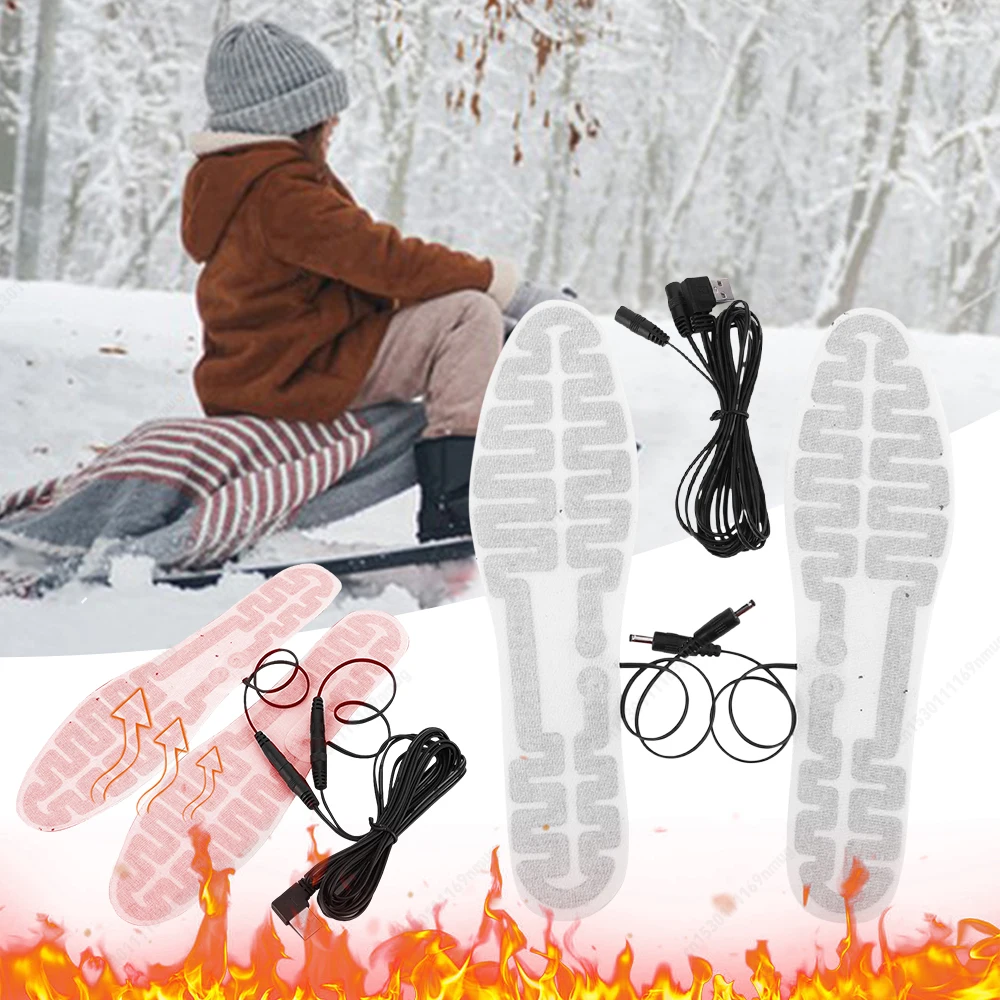 USB-beheizte Schuheinlagen, Fußwärmerfolie, 10 W, warme Einlegesohlen für den Winter, Outdoor-Sport, Heizung, Einlegesohle für Damen und Herren