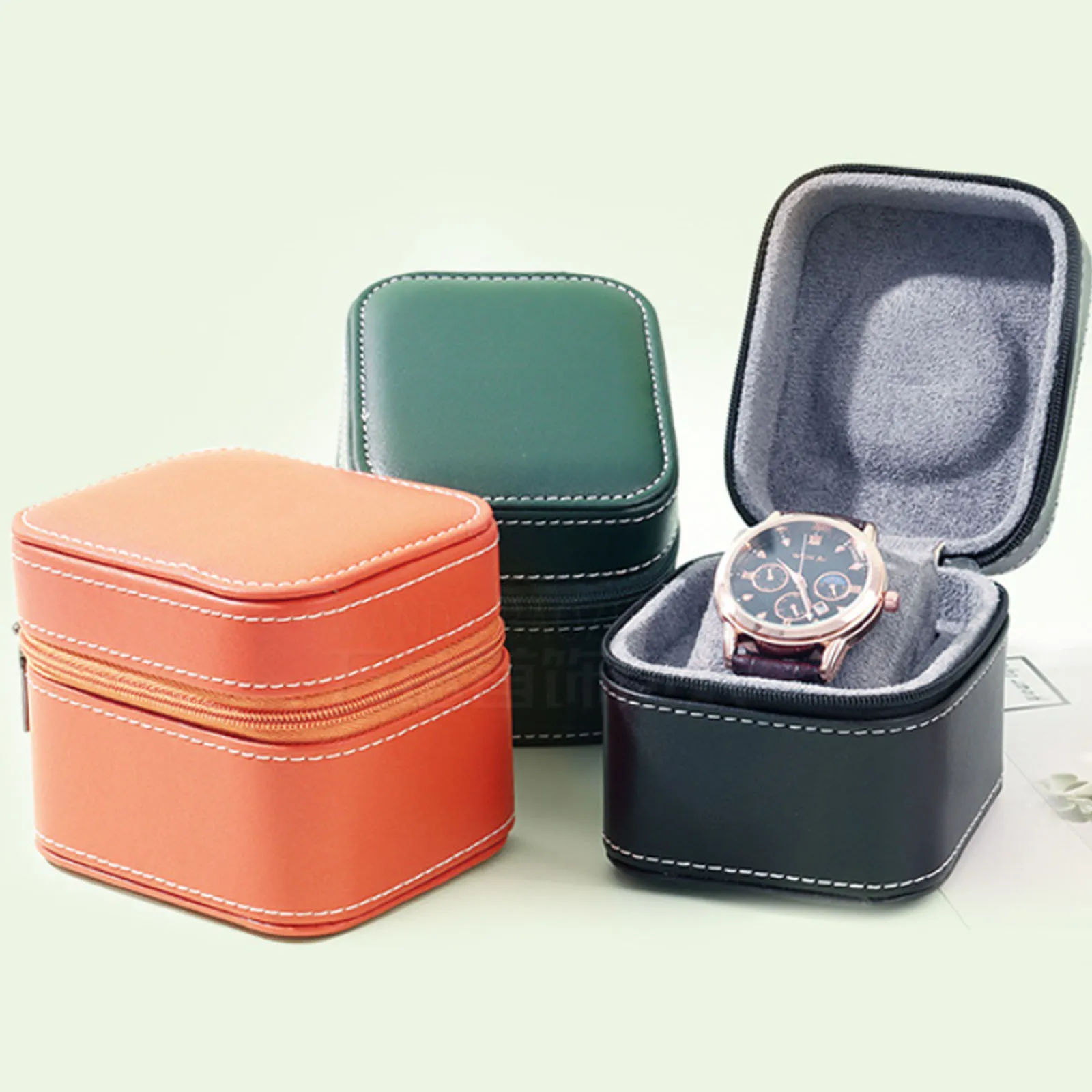 

PU Leather Travel Watch Case Compact Storage Organizer Box for Men Luxury Gift Idea with Soft Interior