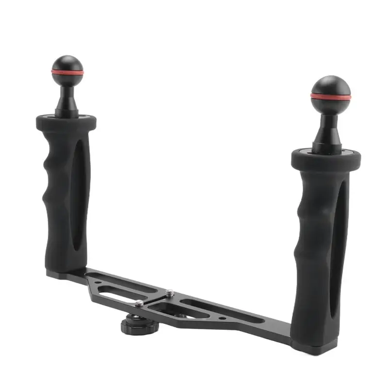 

A75Q-стабилизатор лотка из алюминиевого сплава с двумя ручками для корпусов подводной камеры, кронштейн для камеры для дайвинга