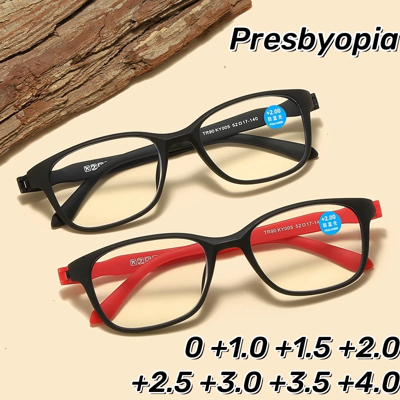 

2024 New Ultra Light Presbyopia Glasses for Men TR90 High Definition Anti Blue Light Reading Glasses Elderly Small Frame Glasses