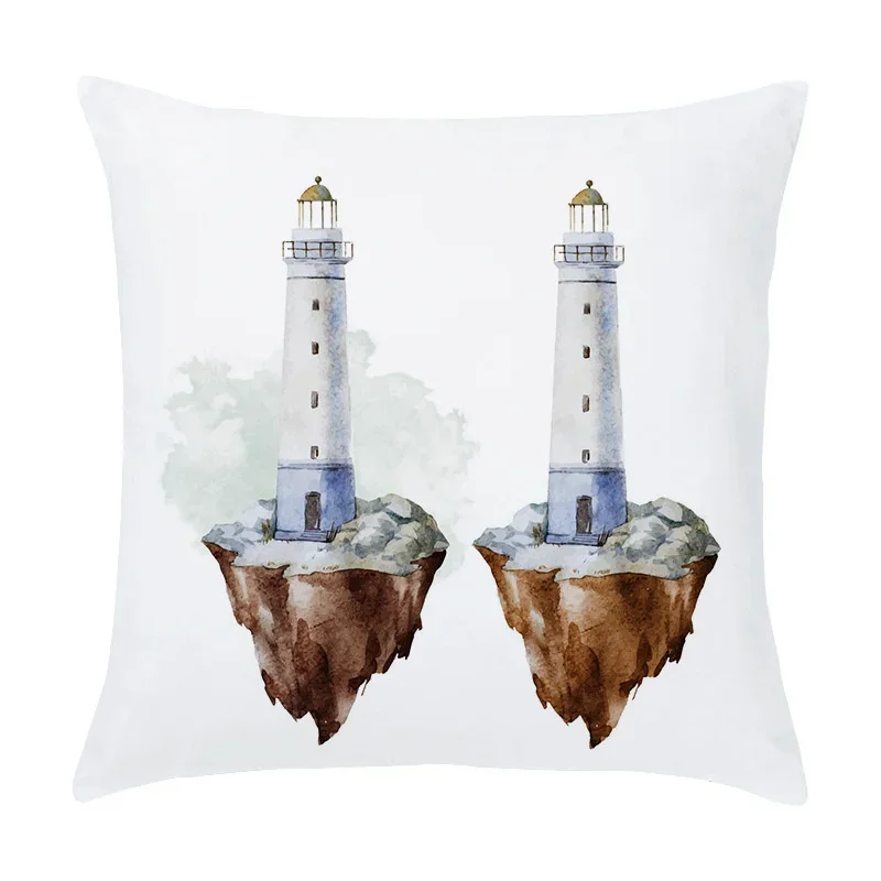 Cartoon sailing hot air balloon lighthouse lighthouse life seagull decoration pillow bedroom sofa seat pillow sleeve