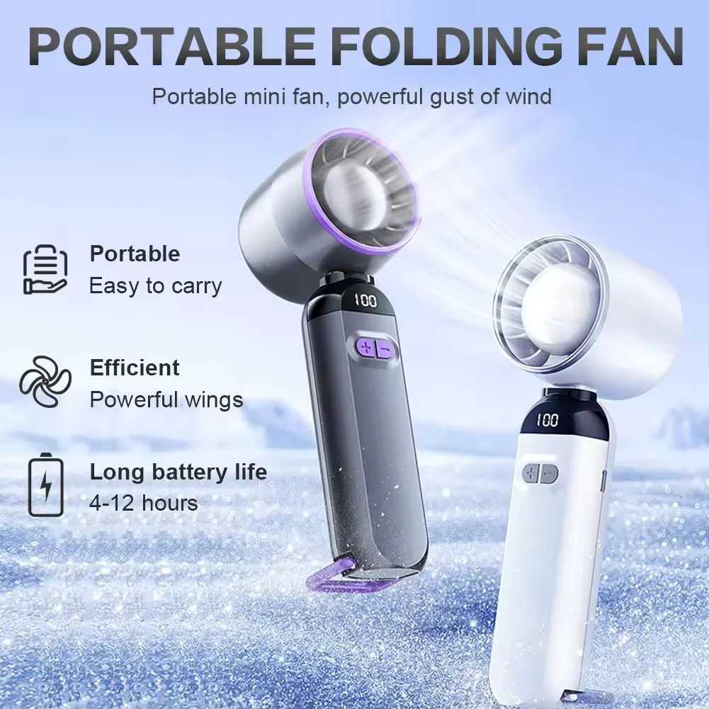 Multifunctional Portable Cooling Fan 20000mAh Waist‑clip Fan,Folding Hand‑held Turbo Fan,270°Rotatable Camping Fan With LED Light Outdoor Rechargeable Mini Air Cooler For Camping Working Travel view 5