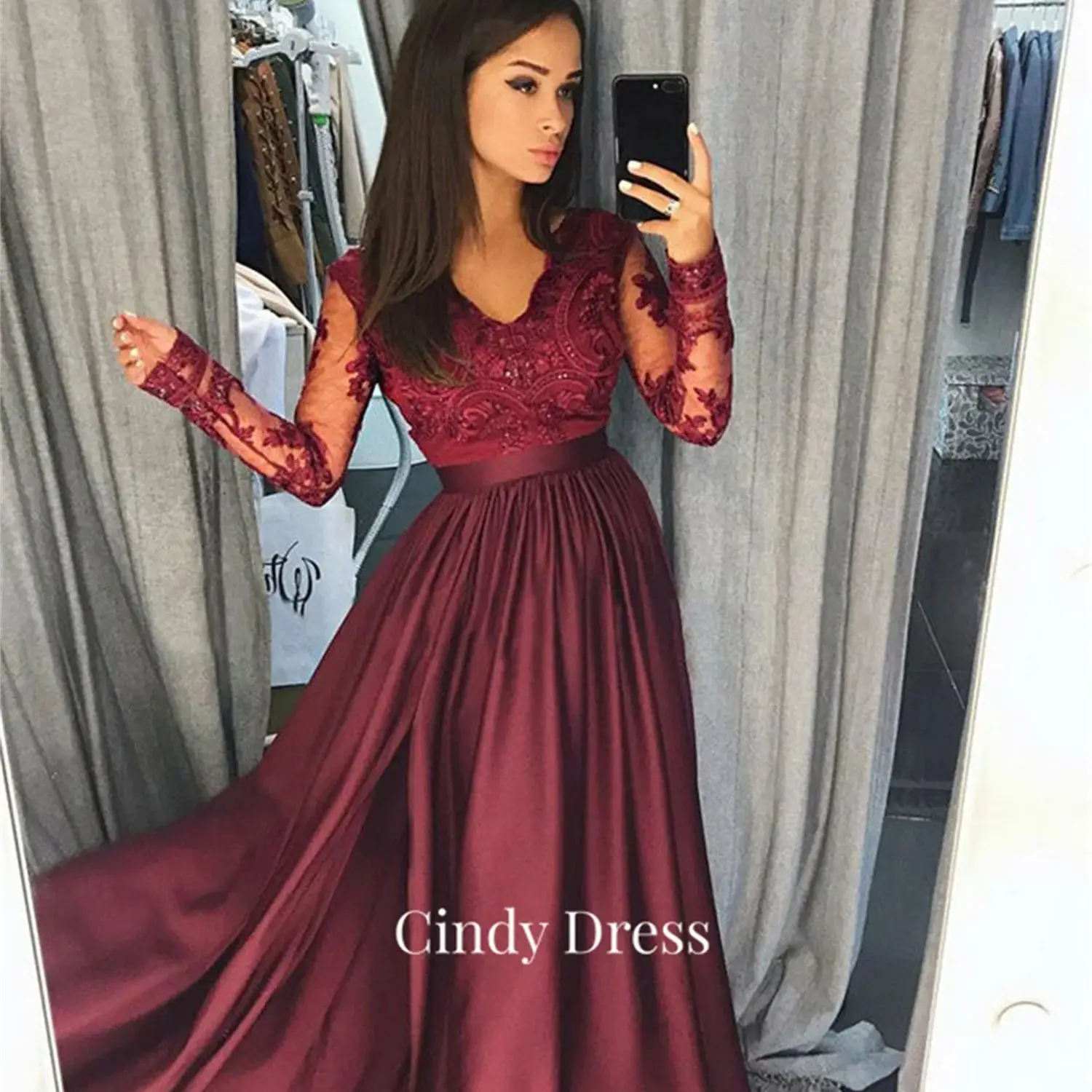 

Cindy Claret Lace Satin A-line Elegant Gown Long Dress Dubai Luxury Evening Turkey Customs Products Party Women 2024 Wedding