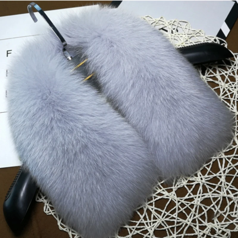 Fox Fur Scarf Winter Women 100% Real Square Fur Collar for Coat Jackets Natural Fur Scarves Neck Warm Shawls for Men 50-60cm