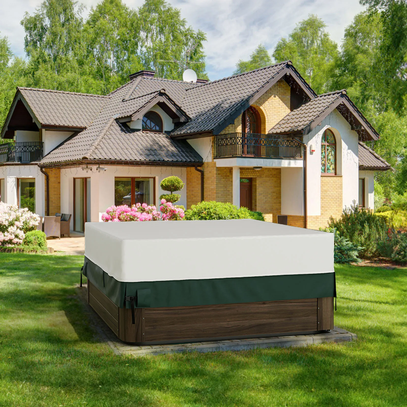 Square Hot Tub Dust Cover Cap swimming pool Waterproof  Anti-UV Outdoor Warm Spa Hotspring Anti-Fall Leaves Snow Rain Dust Cover