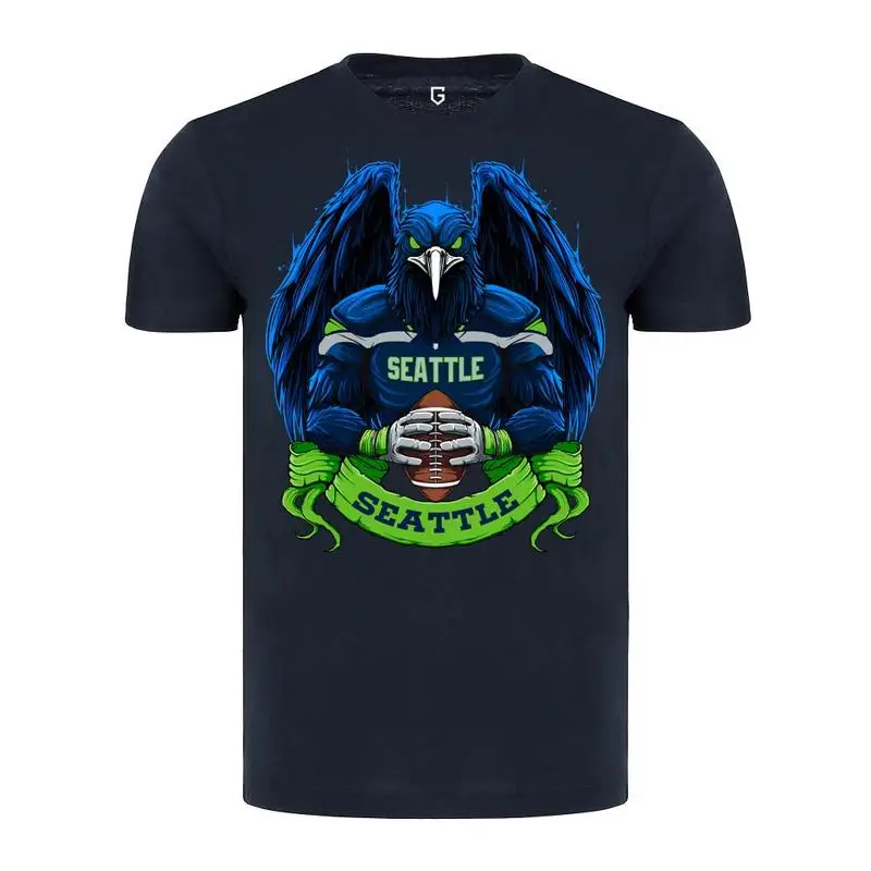 

Мужская футболка Seattle Football, мужская футболка с рисунком, винтажная уличная одежда большого размера, повседневная хлопковая удобная футболка унисекс для пар