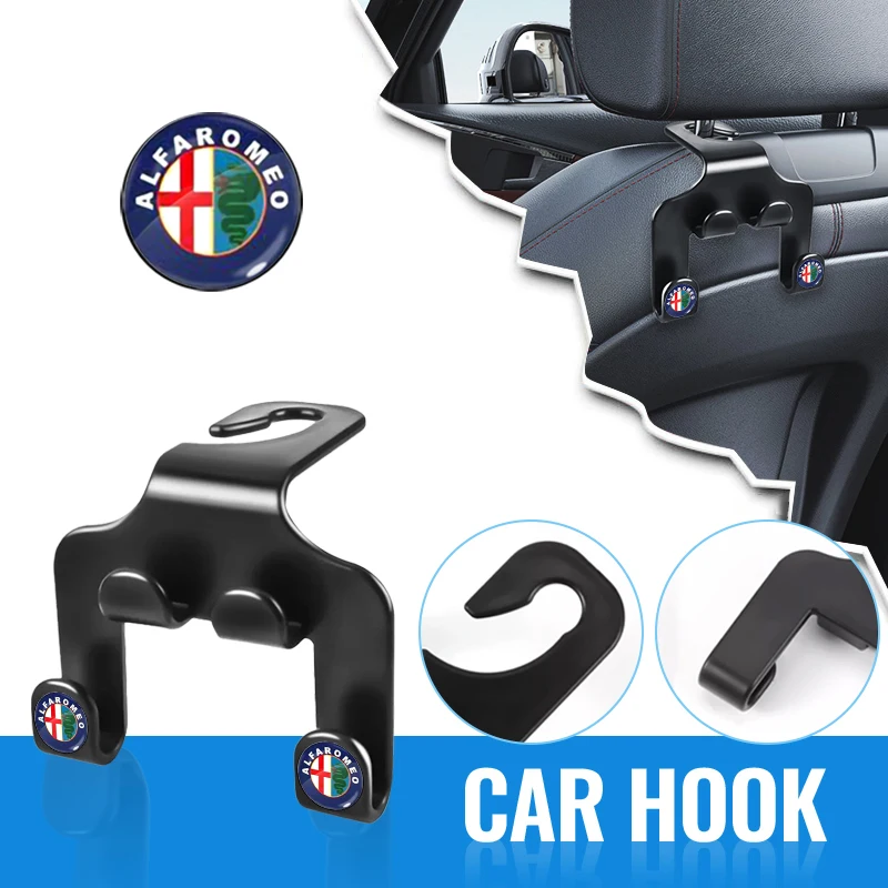 Car Seat Back Hook Phone Holder Auto Headrest Storage Double Holder For Alfa Romeo 147 156 Giulietta Giulia Mito Stelvio Brera