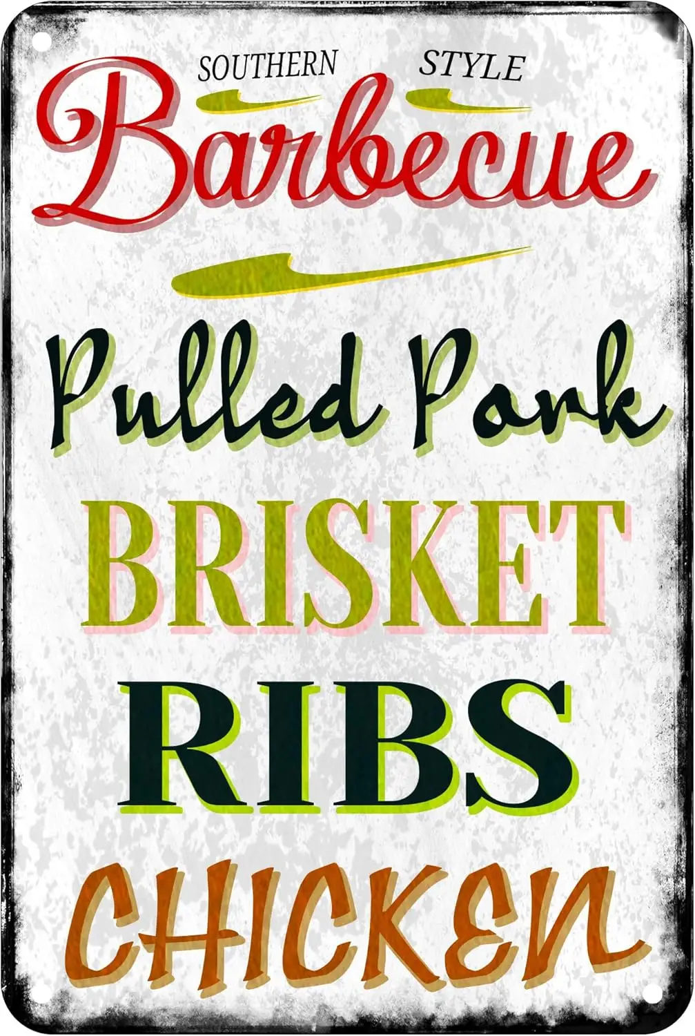 Metal Signs Southern Style Barbecue Pulled Pork Brisket Ribs Chicken Vintage Tin Sign Wall Home Signs Kitchen Wall Art Deco sign