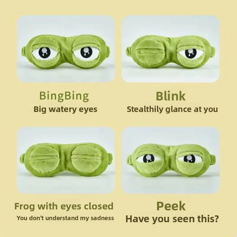Funny Cartoon Frog Sleep Mask 3D Eye Cover Breathable Light Blocking Travel Eye Shade for Students Travel