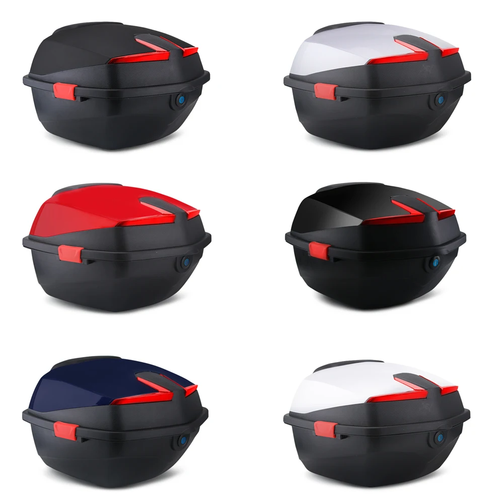 Motorcycle Rear Top Box Waterproof Motorcycle Scooter Tail Box Trunk Luggage Box Large Capacity Lockable Carrier Case For Moped