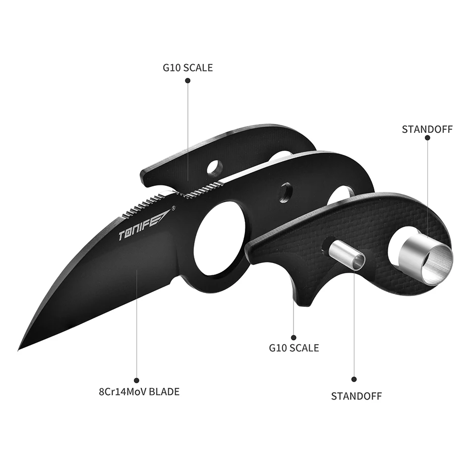 Tonife Small Tactical Fixed Blade Pocket Straight Thumb Knife Necklace Survival Outdoor Hunting Camping Knives EDC Tool Crescent