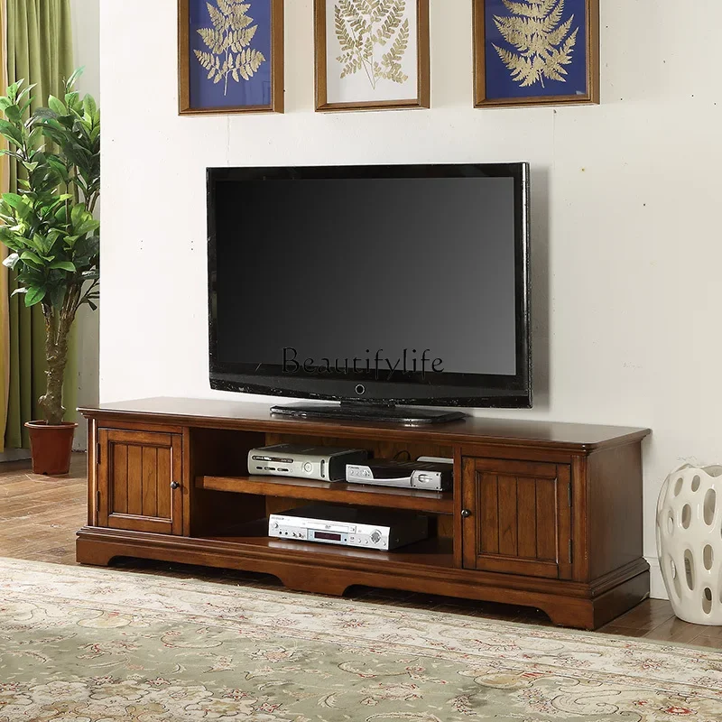 

Simple American solid wood TV cabinet Nordic light luxury home furniture