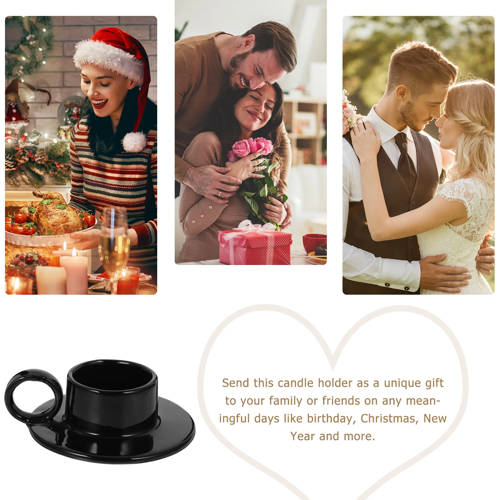 

Ceramic One-Piece Cup Saucer Holder Flat Bottom Decorative Candlestick Stand for Birthday Christmas Home Party Decor