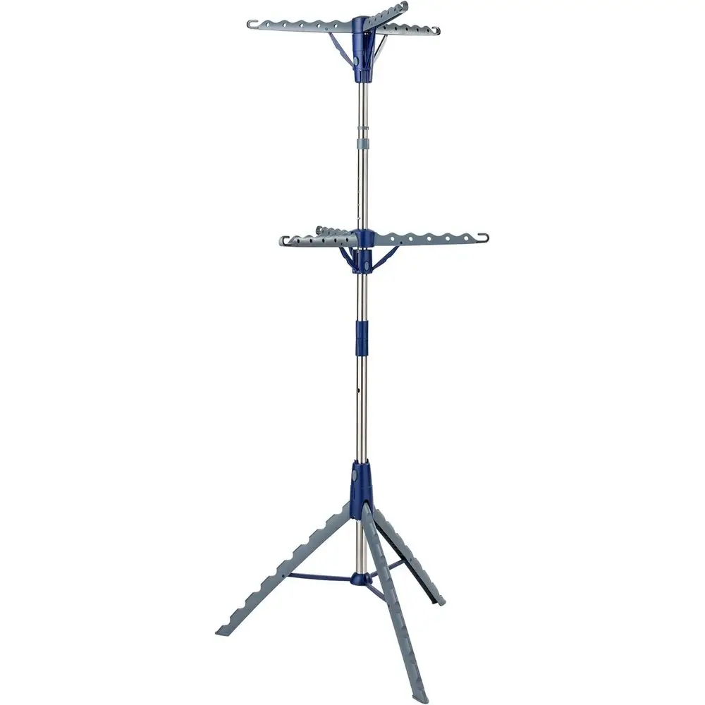 

Collapsible 2-Tier Tripod Drying Rack - Portable Space-Saving Clothes & Laundry Stand for Indoor or Outdoor Use